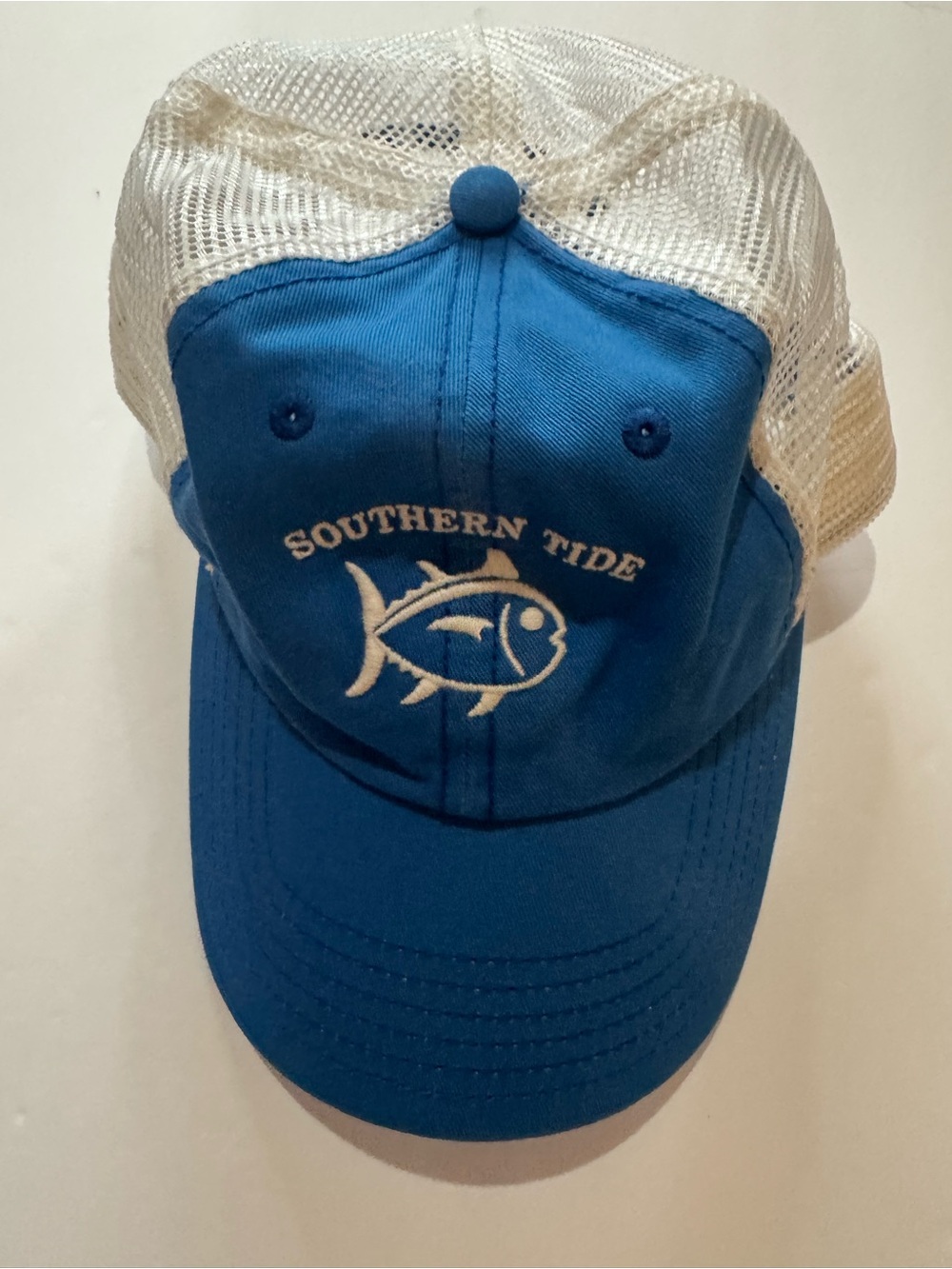 Southern Tide Blue and White Mesh Fishing Cap